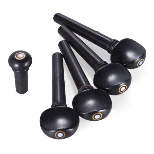 4/4 Tamaño Ebony Madera Violín Fiddle Tuning Pegs Endpin Set Reemplazo Negro