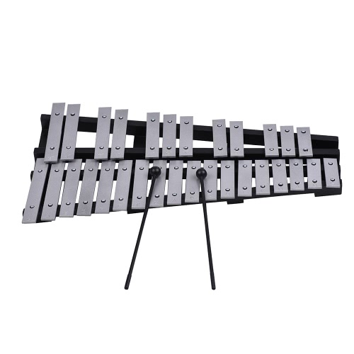 

Foldable 30 Note Glockenspiel Xylophone Wooden Frame Aluminum Bars Educational Percussion Musical Instrument Gift with Carrying Bag