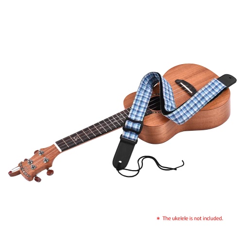 

Soft Adjustable Ukulele Ukelele Shoulder Strap 1.5" Wide Cotton & Linen Woven Belt Synthetic Leather Ends