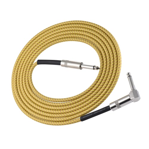 Professional Ángulo recto 6.35mm macho a 6.35mm Hilo recto Cable de audio estéreo Cable (3 Metros / 9.8ft) para Guitarra eléctrica Instrument Studio Grabación Subwoofer Mezclador Mezclador Consola Altavoz Ordenador