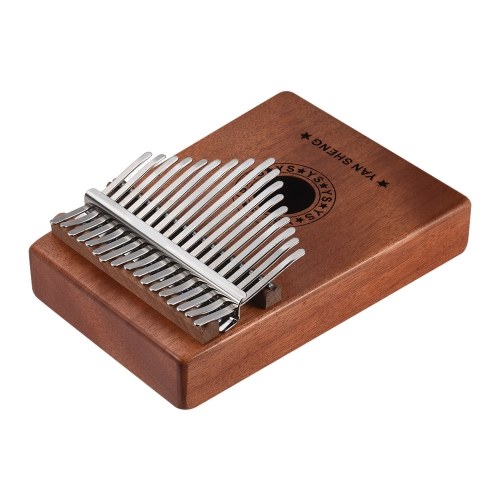 

Портативный 17-клавишный пистолет Kalimba Thumb Piano Mbira Sanza Mahogany Дерево Встроенный пикап с интерфейсом динамиков 6,35 мм с наклейками на сумке для переноски Сумка для чистки молотка Finger Stall Музыкальный подарок