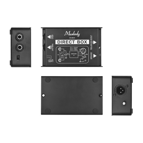 Muslady Professional Single Channel Passive DI-Box Iniezione diretta Audio Box Convertitore di segnale bilanciato e sbilanciato con XLR TRS Interfacce per basso elettrico per chitarra Live Performance