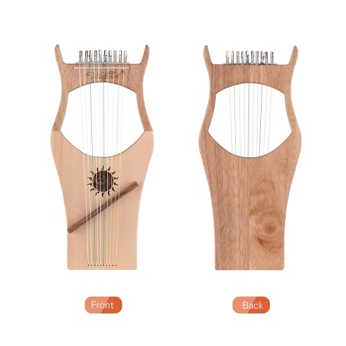 

Walter.t 10-String Wooden Lyre Harp Nylon Strings Rosewood Topboard Rubber Wood Backboard String Instrument with Carry Bag WH01