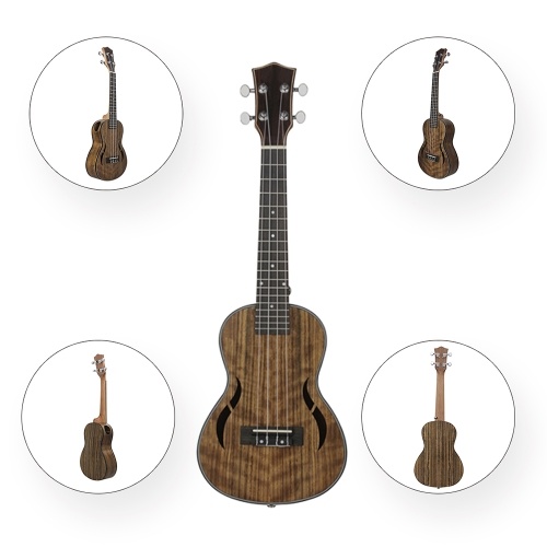 

24 Inch Acoustic Concert Ukulele Ukelele Uke Walnut Wood Nylon Strings Close Type Tuning Pegs with Carry Bag Capo Cleaning Cloth Strings