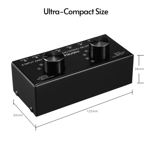 LYNEPAUAIO 6-In-2-Out Audio Switcher Two-Way Audio Signal Selector Box Splitter Distributor with RCA Inputs & Outputs 