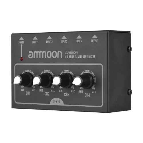 

ammoon AMX04 Ultra-compact 4 Channels Stereo Audio Sound Mixer Low Noise for Home Studio Recording Live Streaming Karaoke Online Singing