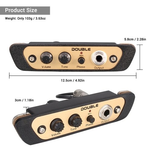 DOUBLE CJ01L Cajon Box Drum Preamp Pickup Musical Instrument Pickup with Mic 1/4 Inch Jack 
