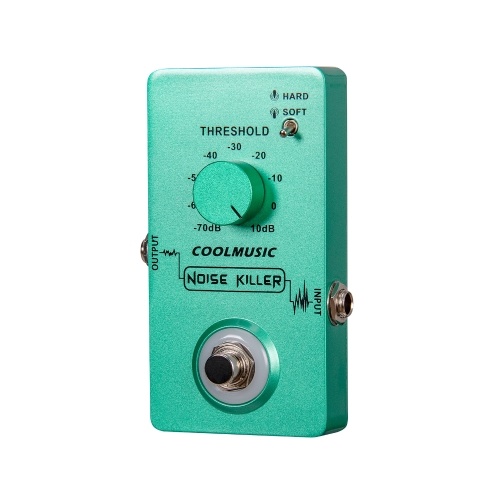 Pédales d'effet de tueur de bruit de COOLMUSIC vraies pédales d'effet de guitare de porte de bruit de dérivation avec le Mode dur / doux et le commutateur de pied pour la basse de guitare électrique