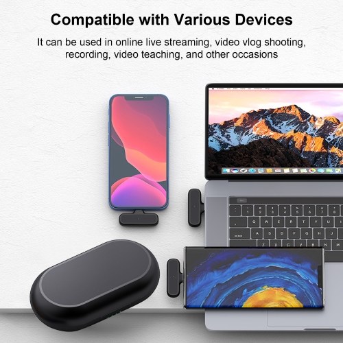 K60 Wireless Clip-on Microphone Wireless Mic Receiver and 2 Transmitters with Charging Box 