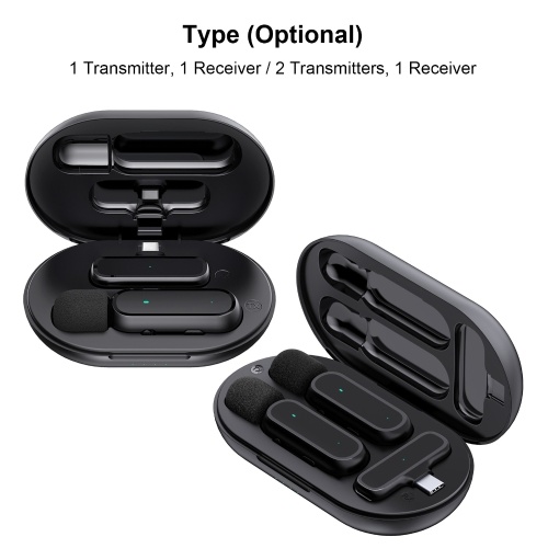 K60 Wireless Clip-on Microphone Wireless Mic Receiver and 2 Transmitters with Charging Box 