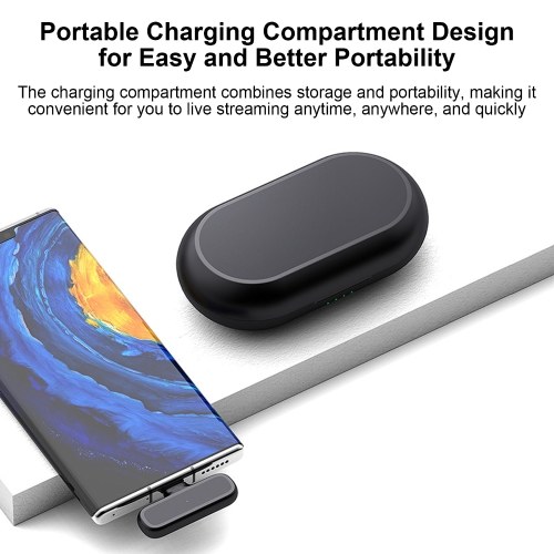 K60 Wireless Clip-on Microphone Wireless Mic Receiver and 2 Transmitters with Charging Box 