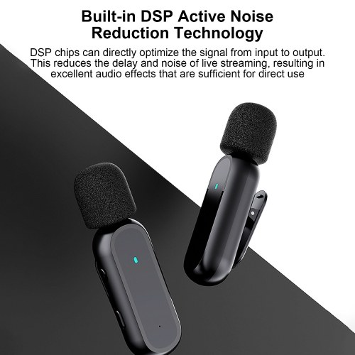 K60 Wireless Clip-on Microphone Wireless Mic Receiver and 2 Transmitters with Charging Box 