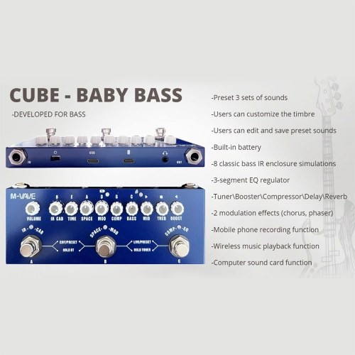 M-VAVE CUBE BABY Portable Multifunctional Bass Combined Effect Pedal 