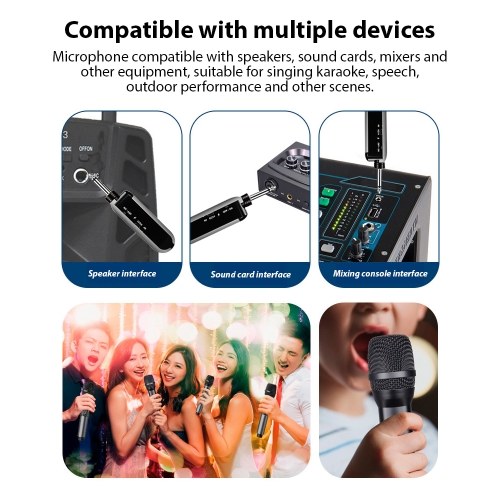 UHF Dynamic Wireless Microphone System D300 - 1 Receiver with 2 Microphone 