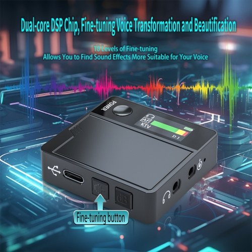 Portable A9 Professional Sound Card Voice Changer: Transform Your Voice with 11 Effects, Built-in Mic, and Color Screen Display 