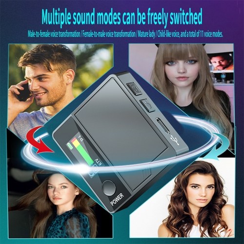 Portable A9 Professional Sound Card Voice Changer: Transform Your Voice with 11 Effects, Built-in Mic, and Color Screen Display 