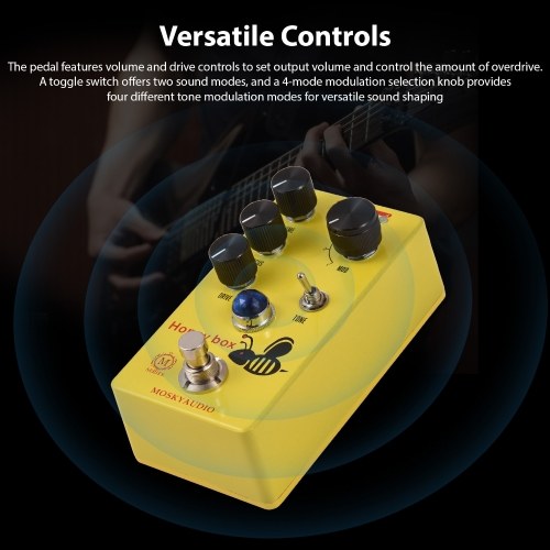 MOSKYAUDIO HONEY BOX DRIVE Dynamic Overdrive Guitar Pedal - Versatile Controls, Sturdy and Compact 