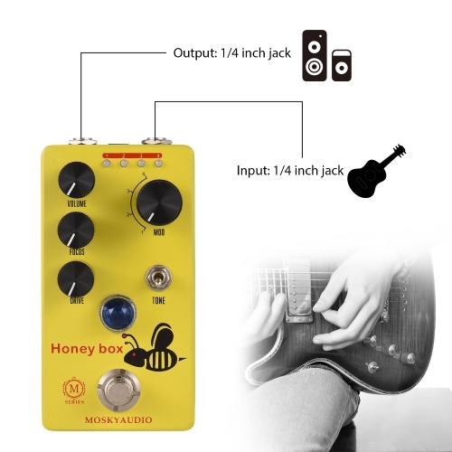 MOSKYAUDIO HONEY BOX DRIVE Dynamic Overdrive Guitar Pedal - Versatile Controls, Sturdy and Compact 
