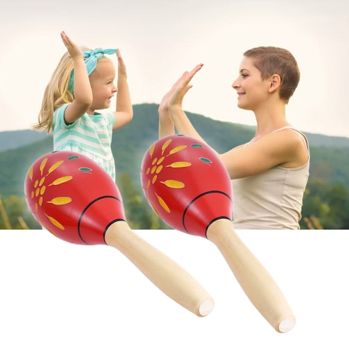 

Wooden Maracas Rumba Shakers Rattles Sand Hammer