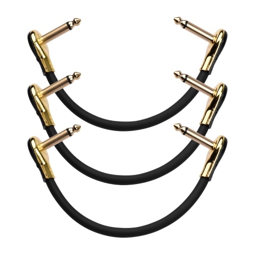 3pcs Patch Cables for Effect Pedal 15cm Gold-lacqured Flat Head