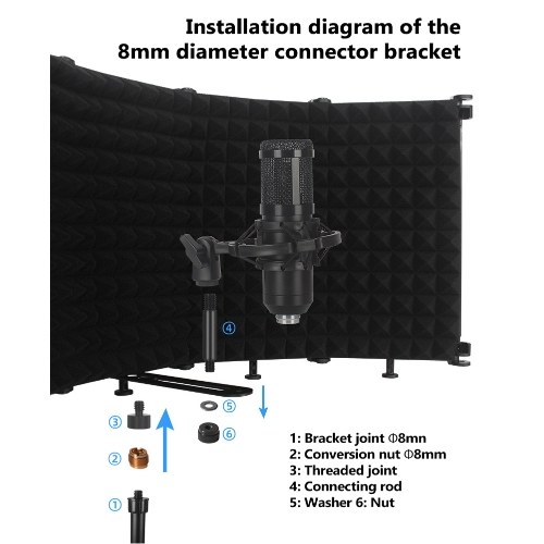 

Foldable Adjustable Sound Absorbing Vocal Recording Panel Portable Acoustic Isolation Microphone Shield Sound-proof Plate