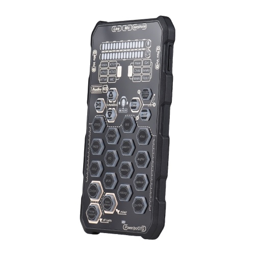 Live Sound Card Handheld Outdoor Portable DSP Sound Card Effect Device Audio Mixer Voice Changer Audio Card Sound Changer for Mobile Phone and Computer Singing Live-streaming 