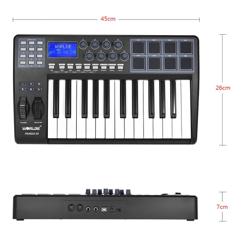 

PANDA25 25-Key Ultra-portable USB MIDI Keyboard 8 Drum Pads Controller with USB Cable