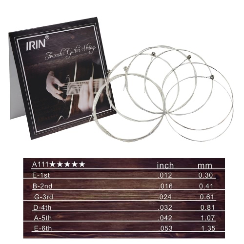 

Acoustic Folk Guitar Strings Replacement Full Set 6pcs(.012-.053) Steel Core Silver-plated Copper Alloy Wound with Nickel-plated End Ball Medium Tension