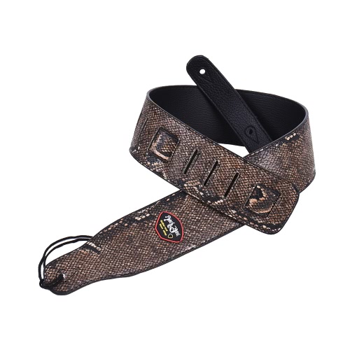 Adjustable Guitar Shoulder Strap Snakeskin Grain PU Leather 7.2cm / 2.8in Width with Pick Pocket Tie for Acoustic Folk Classical Electric Guitar Bass Black