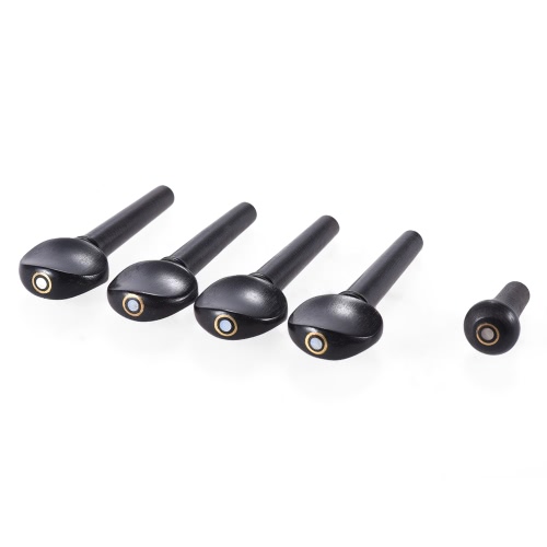 4/4 Tamanho madeira de ébano Violino Fiddle Tuning Pegs Endpin Set Replacement Black