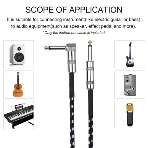 

Guitar Cable 6.35mm (1/4 Inch) TS Straight to Right Angle Instrument Cable Male to Male Plug Audio Cord for Electric Guitar Bass (6 Meters / 20 Feet Length)