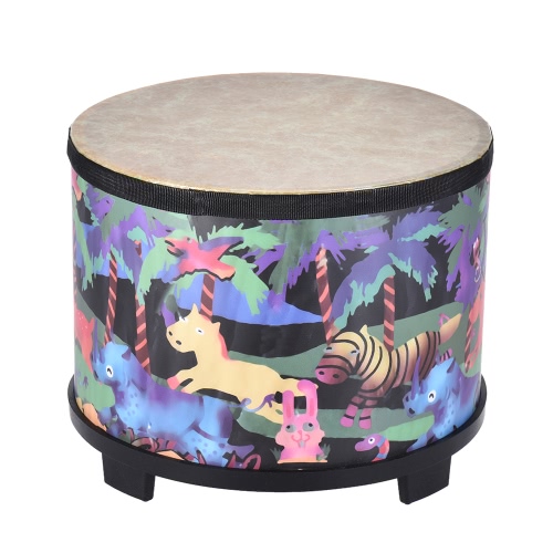 

10 Inch Wooden Floor Drum Gathering Club Carnival Percussion Instrument with 2 Mallets for Kids Children
