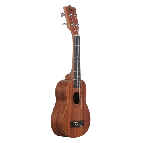 Muslady Ukulele soprano da 21 pollici Ukulele in legno di mogano con borsa per il trasporto Corde per cinturino Uke Sintonizzatore a clip Panno per la pulizia Finger Maraca Pick Holder Celluloid Picks