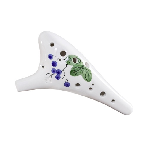 12 Holes Round Head Ceramic Ocarina Alto C Hand Painted Musical Instrument with Lanyard Music Score Protective Bag For Music Lover and Learner
