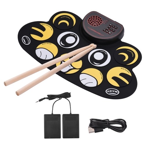 Muslady Electronic Drum Set Pad d'entraînement portable Roll Up Drum