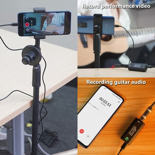 JOYO Guitar Audio Interface Portable Mini Recording Sound Card Lightweight with Type-C and Conversion Adapter 