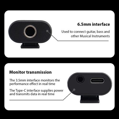 JOYO Guitar Audio Interface Portable Mini Recording Sound Card Lightweight with Type-C and Conversion Adapter 