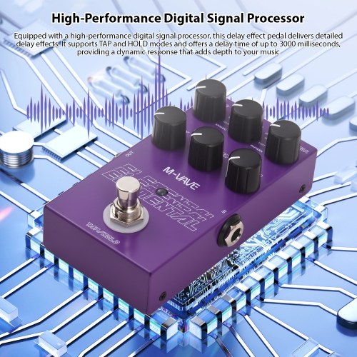 M-VAVE ELEMENTAL Delay Pedal: 9 Delay Effects, High-Performance DSP & Easy Control Knobs 
