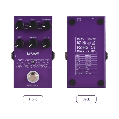 M-VAVE ELEMENTAL Delay Pedal: 9 Delay Effects, High-Performance DSP & Easy Control Knobs 