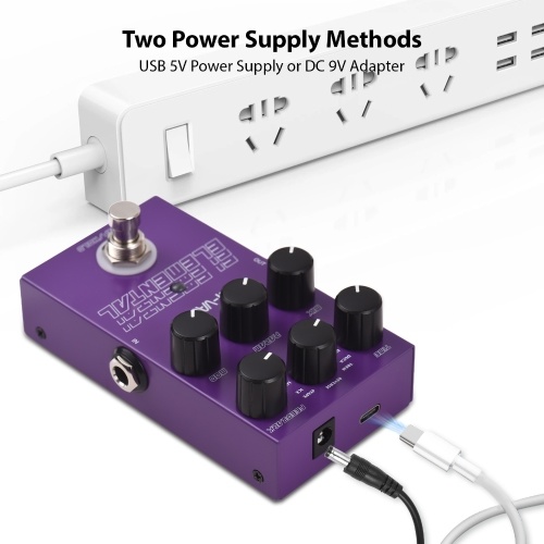 M-VAVE ELEMENTAL Delay Pedal: 9 Delay Effects, High-Performance DSP & Easy Control Knobs 