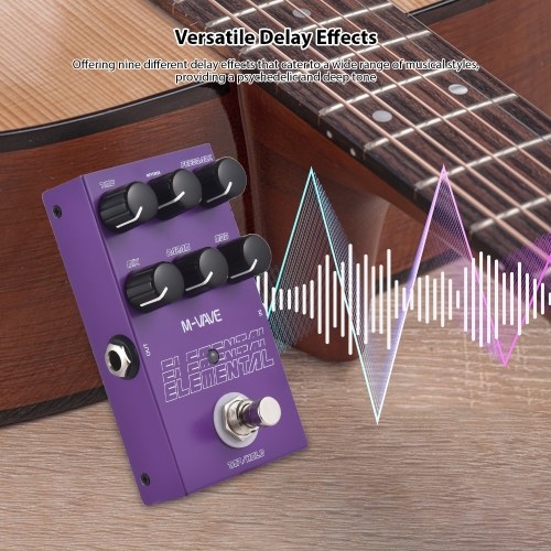 M-VAVE ELEMENTAL Delay Pedal: 9 Delay Effects, High-Performance DSP & Easy Control Knobs 