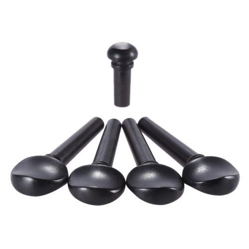 4/4 Tamaño Ebony Madera Violín Fiddle Tuning Pegs Endpin Set Reemplazo Negro