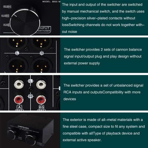 3 Input to 3 Output Fully Balanced XLR Signal Passive Stereo Selector 