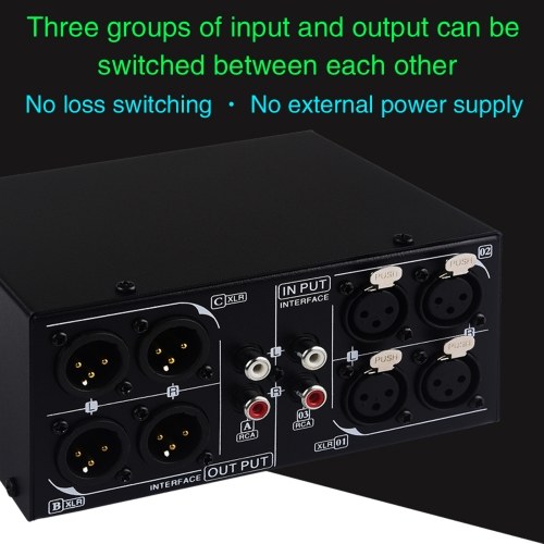 3 Input to 3 Output Fully Balanced XLR Signal Passive Stereo Selector 