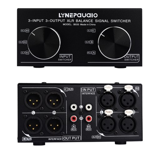 3 Input to 3 Output Fully Balanced XLR Signal Passive Stereo Selector 