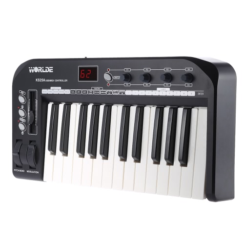 KS25A Portable 25-Tasten USB MIDI-Keyboard-Controller mit USB-Kabel