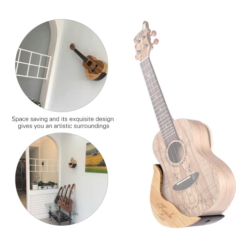 

21-26in Ukelele Solid Wood Wall Mount Shelf Bracket Stand Holder Support with Slef-adhesive Sticker