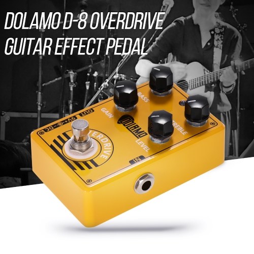 Dolamo D-8 Overdrive Guitar Effect Pedal with Bass Treble Gain Level Controls and True Bypass Design for Electric Guitar