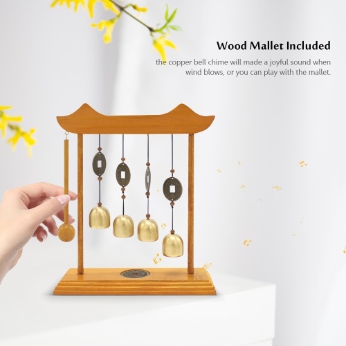 

Vintage Copper Bell Windbell Copper Bell & Coin Chimes Desktop Wind Chimes for Lucky Wealthy Healthy Ornament Decorative Bell