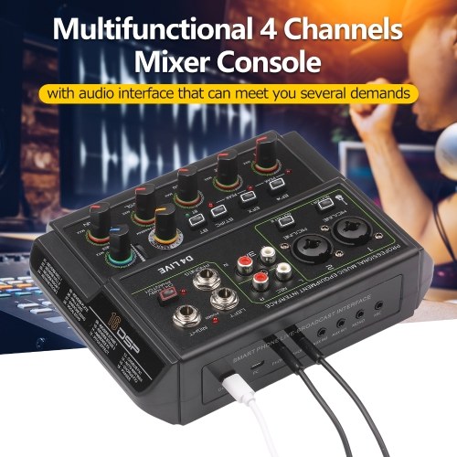 

4-Channel Musical Portable Mini Audio Mixer Live Multi-function Mixing Console